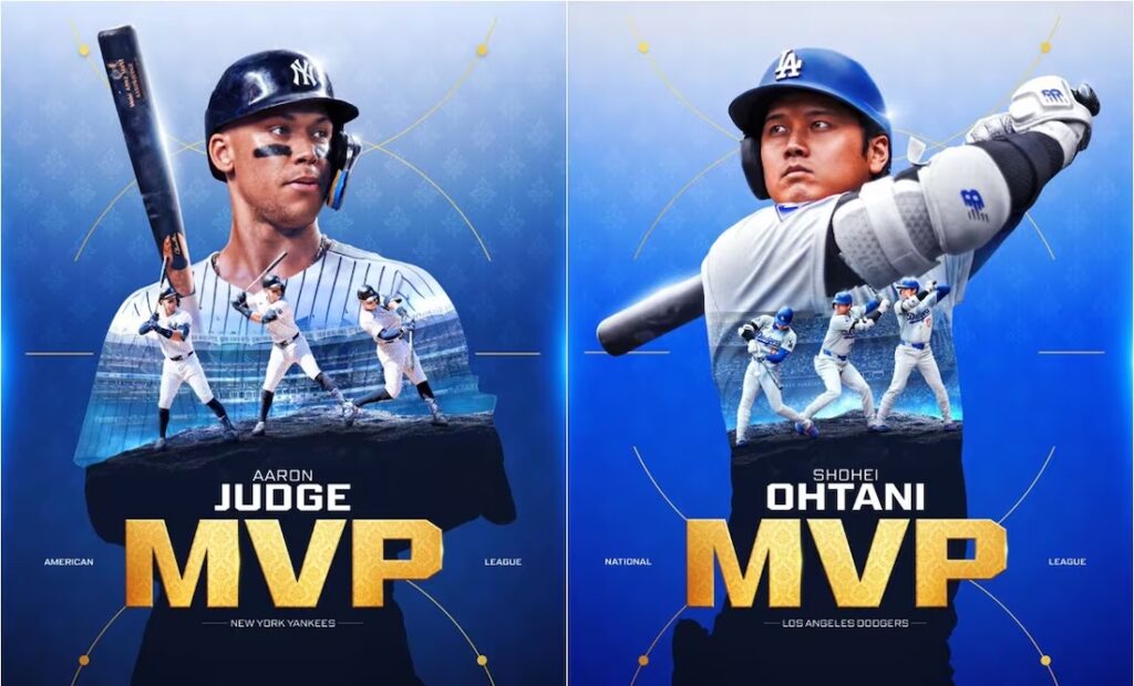 Aaron Judge y Shohei Ohtani ganan el MVP de forma unánime  